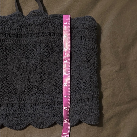 JCrew Black Lace Crop Top Bandeau Top - Picture 5 of 7